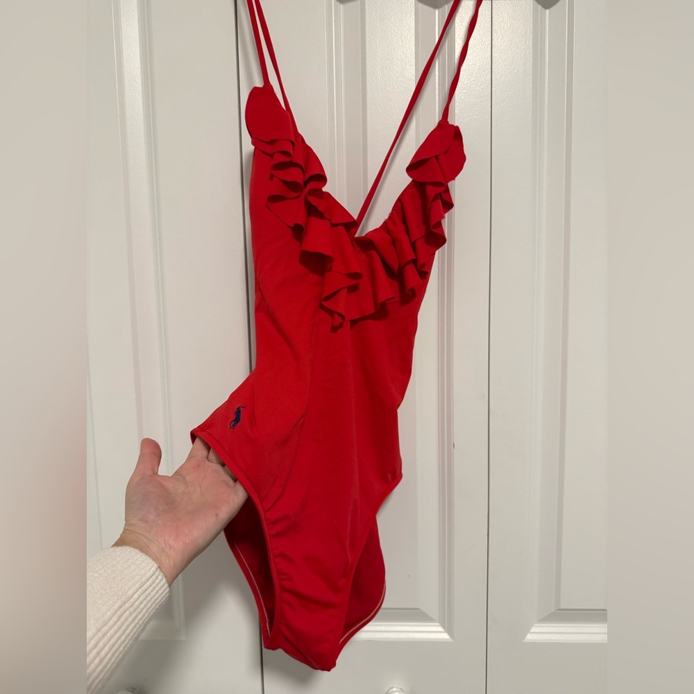 Polo by Ralph Lauren Red Ruffled Bodysuit